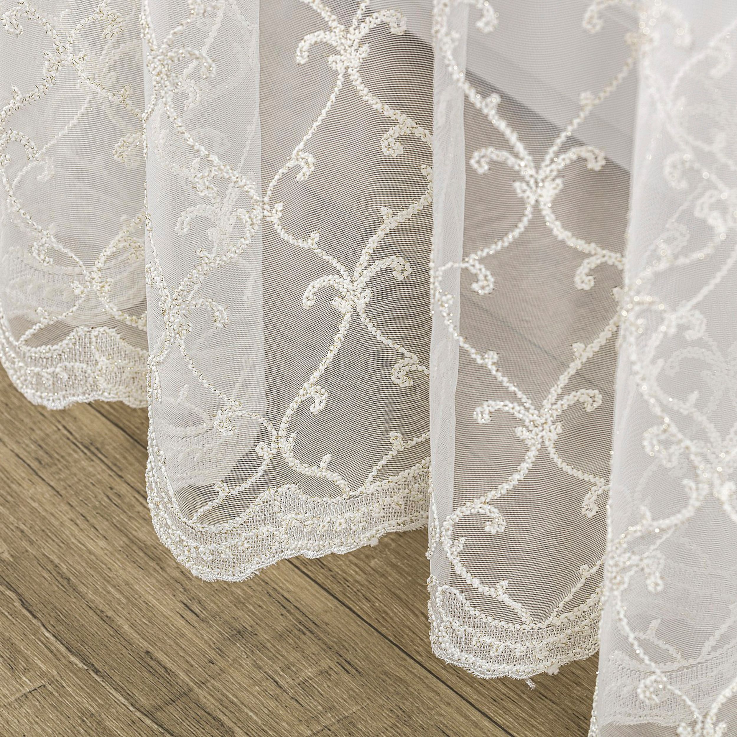 Voile 185-10 naturhvid med mønster